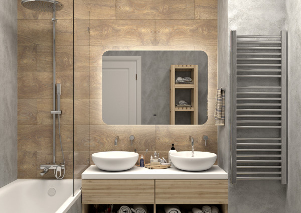 Зеркало Misty Адхил 1000х700 Led холодная подсветка ореол с подогревом АДХ-02-100/70-14