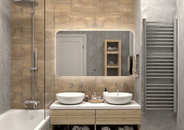 Зеркало Misty Адхил 1200х700 Led холодная подсветка ореол с подогревом АДХ-02-120/70-14