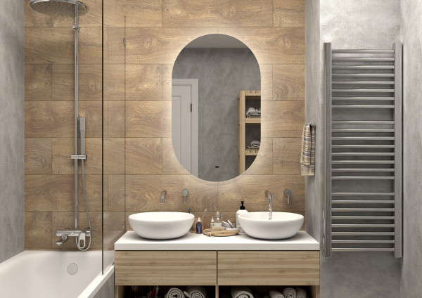 Зеркало Misty Титавин 600х1000 Led холодная подсветка ореол с подогревом ТИТ-02-60/100-14