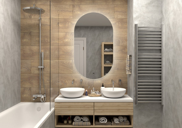 Зеркало Misty Титавин 700х1200 Led холодная подсветка ореол с подогревом ТИТ-02-70/120-14