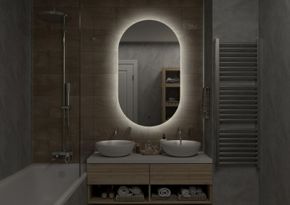 Зеркало Misty Титавин 700х1200 Led холодная подсветка ореол с подогревом ТИТ-02-70/120-14