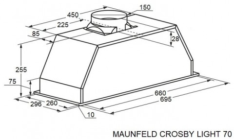 Кухонная вытяжка MAUNFELD Crosby Light 70 нержавеющая сталь