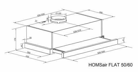 Кухонная вытяжка HOMSair FLAT 60 нержавеющая сталь
