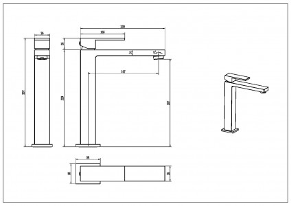 Смеситель для умывальника высокий Boheme Qubic Chrome 472-CR хром