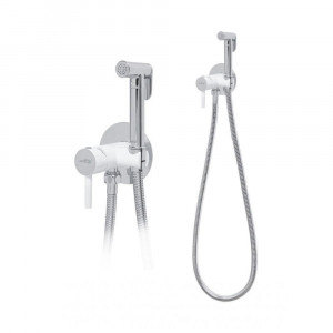 Гигиенический душ со смесителем встраиваемый Hansberge H3099W хром/белый