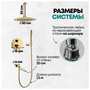 Душевая система встраиваемая Grocenberg GB5099GO-2 золото