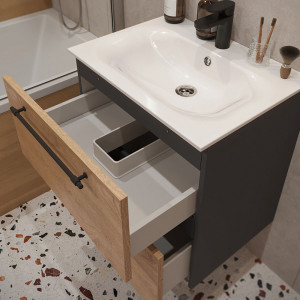 Тумба с раковиной подвесная 60см Terminus Venta VEN10602300001O шпон/дуб