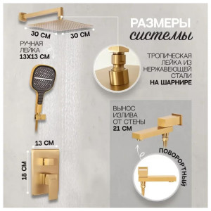 Душевая система встраиваемая Hansberge H6075MG матовое золото