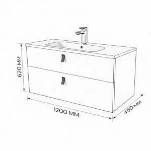 Тумба с раковиной подвесная 120см Terminus Kontur KON101202200001O венге/графит