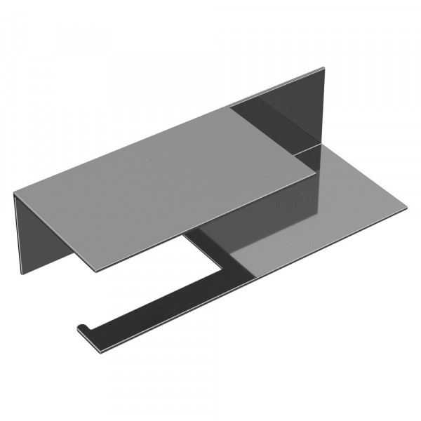 Держатель для туалетной бумаги c полкой Boheme Qubic Shine Gun Metal 10721-2-SGM графит глянец