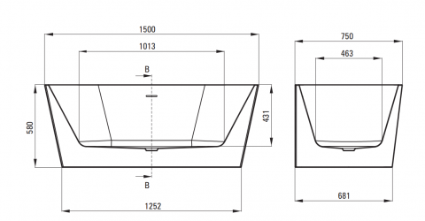 Акриловая ванна Deante Silia KDS_015W 150х75