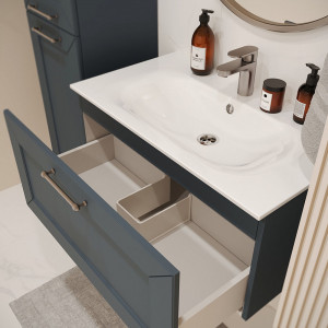 Тумба с раковиной подвесная 80см Terminus Victoria VIC10801703101O серый шёлк