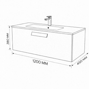 Тумба с раковиной подвесная 120см Terminus Noto NOT101201099901O черный soft touch