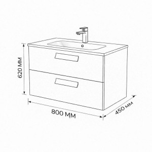 Тумба с раковиной подвесная 80см Terminus Noto NOT10802099901O черный soft touch