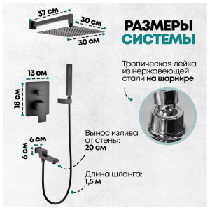 Душевая система встраиваемая Grocenberg GB5089BL-1 черный