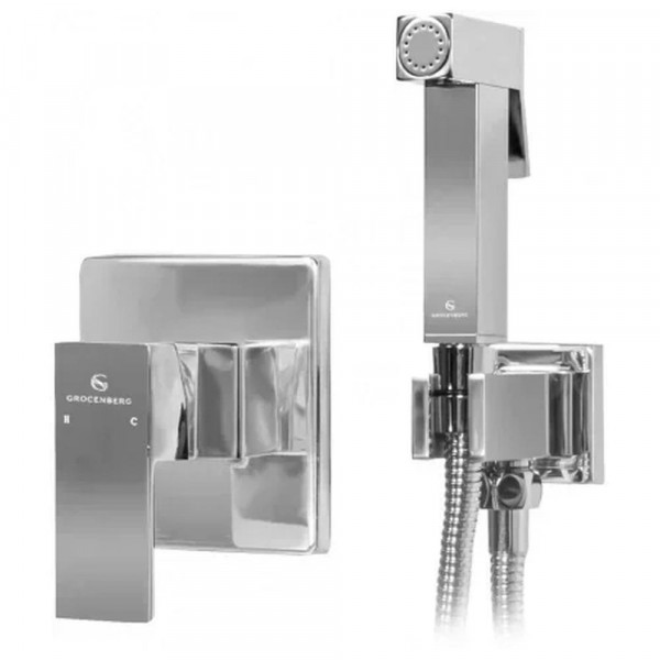 Гигиенический душ со смесителем встраиваемый Grocenberg GB1001CR хром