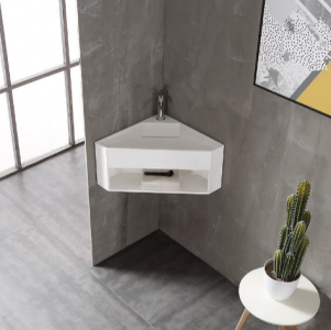 Тумба с раковиной ABBER Stein AS2653 подвесная, угловая, белая матовая