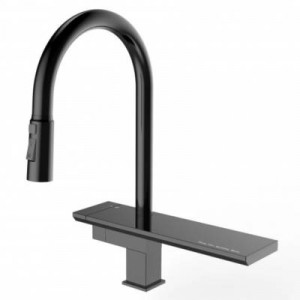 Смеситель кухонный Vieir V15014C черный с каскадным и выдвижным изливом