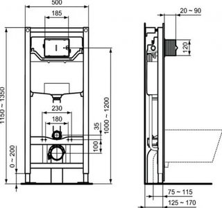 Система инсталляции для унитазов Ideal Standard Prosys Frame 120 M R020467 без кнопки
