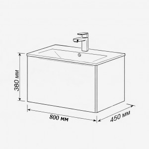 Тумба с раковиной подвесная 80см Terminus Vega VEG10801701601OSL графит