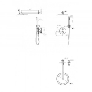 Душевая система встраиваемая без излива Grocenberg GB5099GO-3 золото
