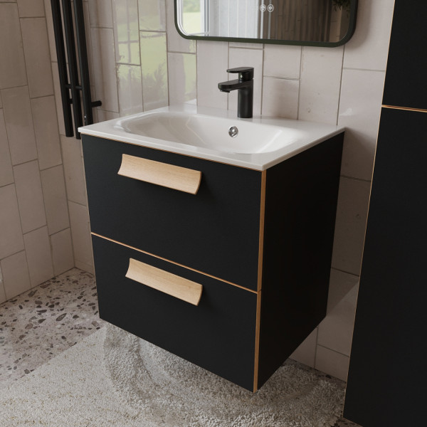 Тумба с раковиной подвесная 60см Terminus Noto NOT10602099901O черный soft touch