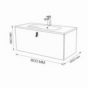 Тумба с раковиной подвесная 80см Terminus Kontur KON10801200001O венге/графит