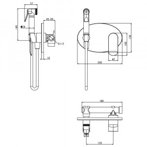 Гигиенический душ со смесителем встраиваемый Grocenberg GB003CR хром