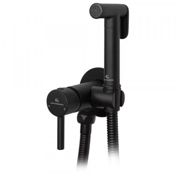Гигиенический душ со смесителем встраиваемый Grocenberg GB001BL черный