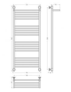 Водяной полотенцесушитель Сунержа БОГЕМА 1П + Золотой шелк (Матовое золото)