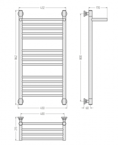 Водяной полотенцесушитель Сунержа БОГЕМА 1П + Золотой шелк (Матовое золото)