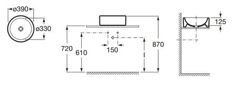 Умывальник накладной Roca Terra 39 см 32722D000