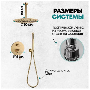 Душевая система встраиваемая без излива Grocenberg GB5099MG-4 матовое золото