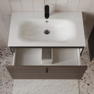 Тумба с раковиной подвесная 80см Terminus Kontur KON10801200001O венге/графит