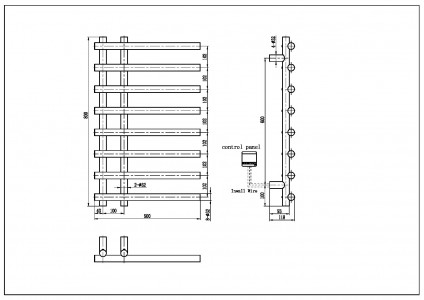 Полотенцесушитель электрический Boheme круглый сухой ХРОМ 500x118x800 мм (722-CR)