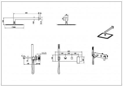 Душевая система Boheme Qubic Matt Gun Metal с изливом 474-GM графит