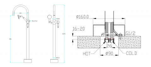 Смеситель напольный Boheme Uno Matt White 469-MW