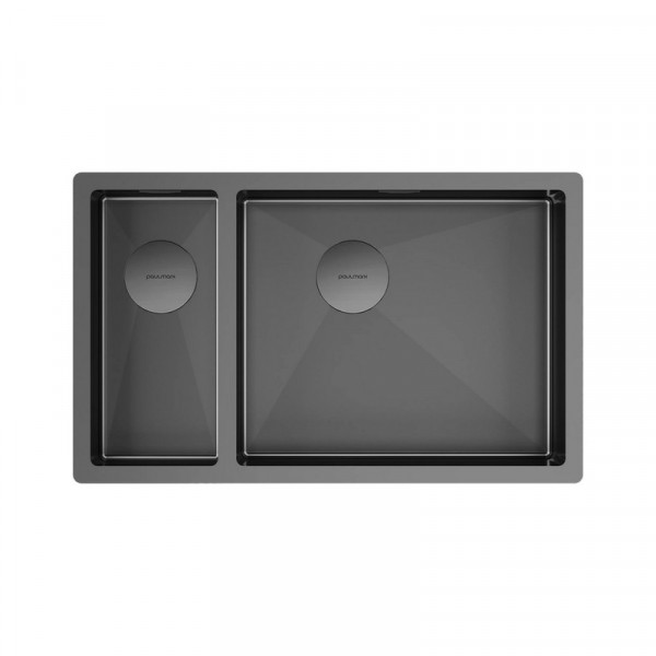 Кухонная мойка Paulmark NEXT 69/2S UNI PM226944-GMR вороненая сталь правая 69х44 см