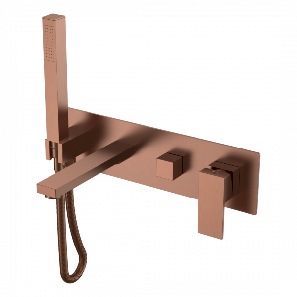 Смеситель для ванны встроенный Boheme Qubic Brushed Bronze 474-2-BRB брашированная бронза