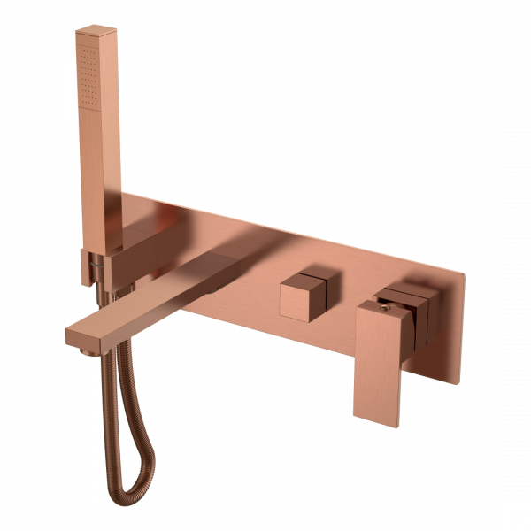 Смеситель для ванны встроенный Boheme Qubic Copper Brushed 474-2-CB брашированная медь