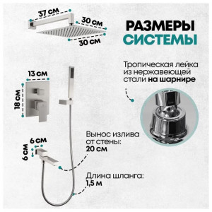 Душевая система встраиваемая Grocenberg GB5089NK-1 никель