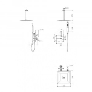Душевая система встраиваемая без излива Grocenberg GB5089NK-4 никель