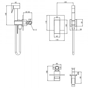 Гигиенический душ со смесителем встраиваемый Grocenberg GB1001CR хром