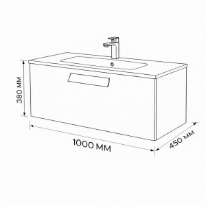 Тумба с раковиной подвесная 100см Terminus Noto NOT101001099901O черный soft touch