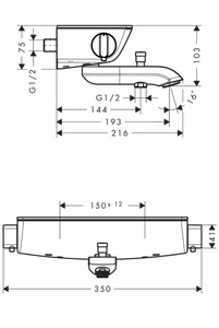 Смеситель для ванны и душа Hansgrohe Ecostat Select (13141400)