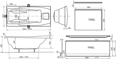 Ванна акриловая Ravak You 175x85 (C081000000)