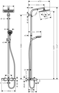 Душевая система Hansgrohe Crometta E 240 1jet Showerpipe (27298000)