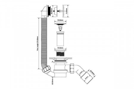 Сифон для ванны McAlpine HC2600CLSN, клик-клак, цвет сатин