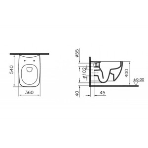 Унитаз подвесной VitrA Shift Rim-Ex безободковый с сиденьем Soft-Close 7742B003-0075+191-003-009