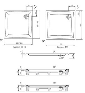 Душевой поддон Ravak Perseus 80 LA 80x80 см (A024401210)